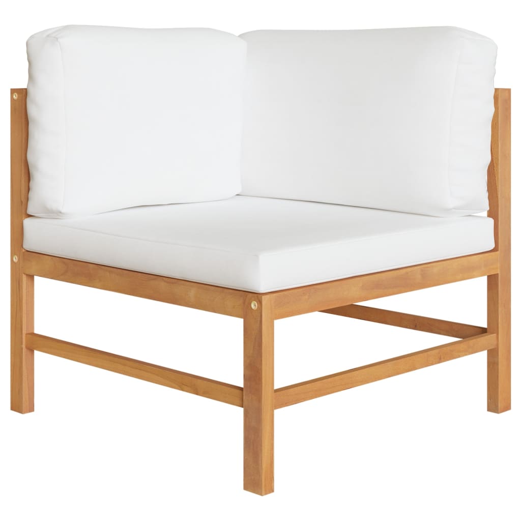 vidaXL 2-Seater Garden Sofa with Cream Cushions Solid Wood Teak
