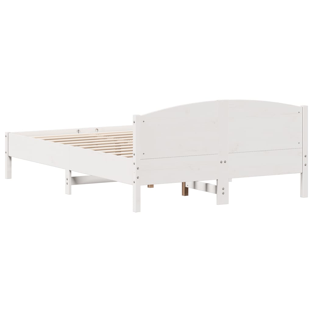 vidaXL Bed Frame with Headboard White 120x200 cm Solid Wood Pine