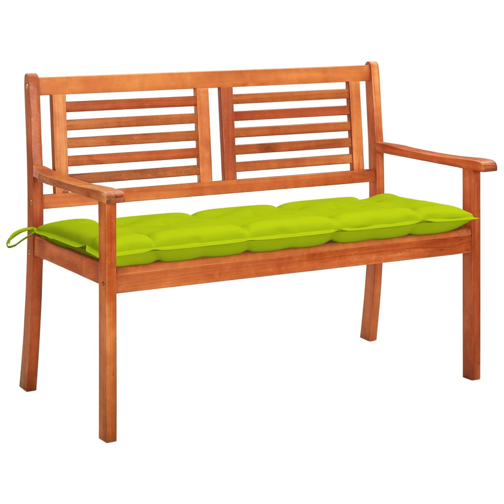 vidaXL 2-Seater Garden Bench with Cushion 120 cm Solid Eucalyptus Wood