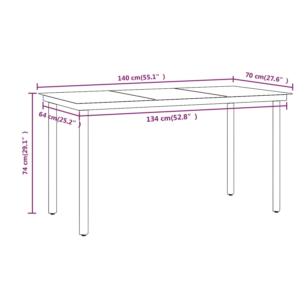 vidaXL 5 Piece Garden Dining Set with Cushions Black