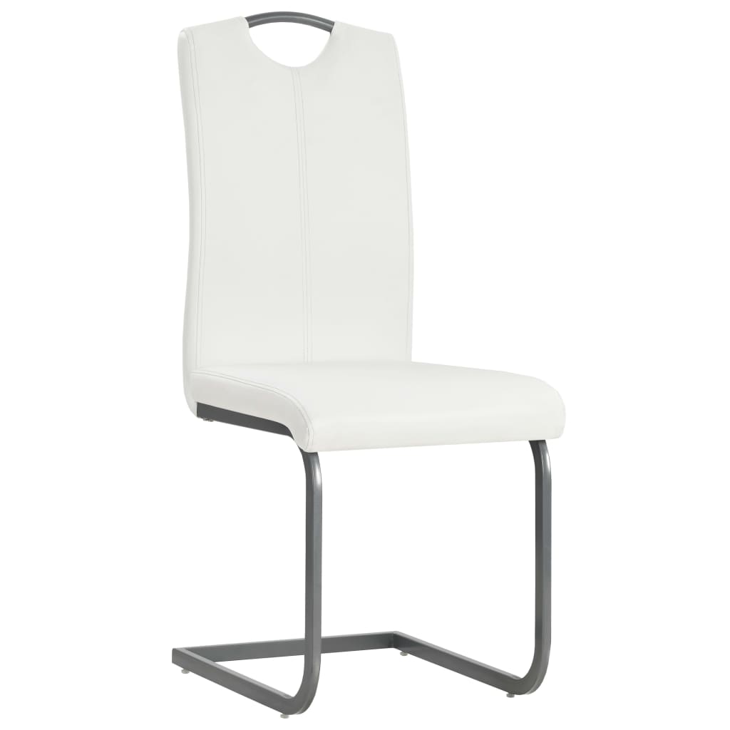 vidaXL Cantilever Dining Chairs 4 pcs White Faux Leather