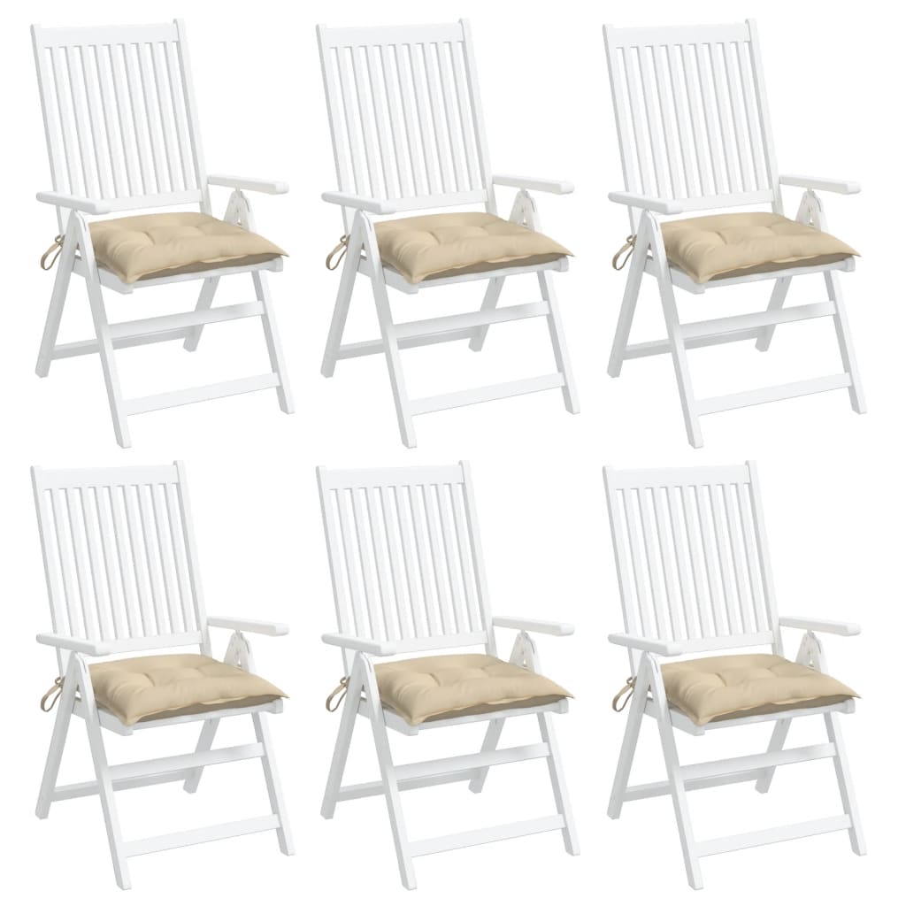 vidaXL Chair Cushions 6 pcs Beige 40x40x7 cm Oxford Fabric