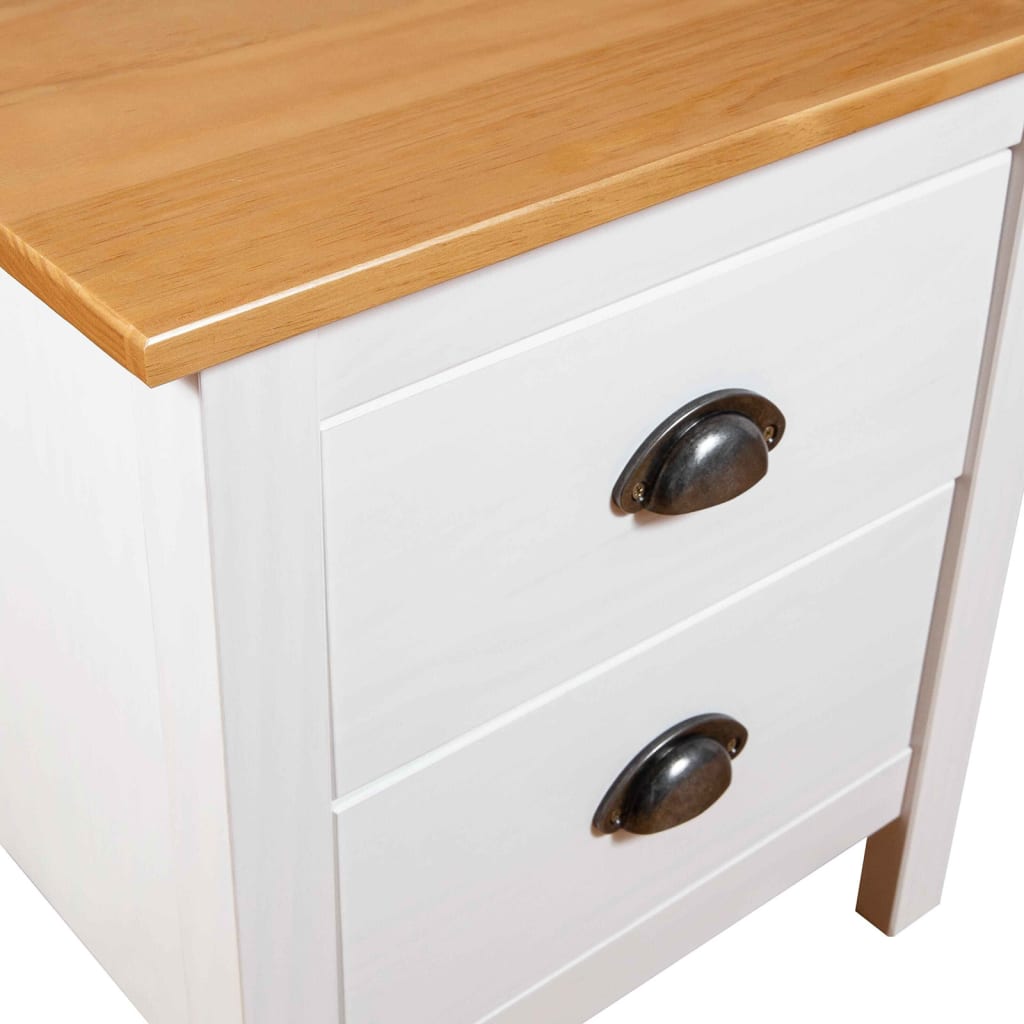 vidaXL Bedside Cabinet Hill 2 pcs White 46x35x49.5 cm Solid Pine Wood