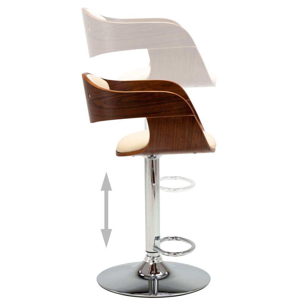 vidaXL Bar Chairs 2 pcs Cream Bent Wood and Faux Leather