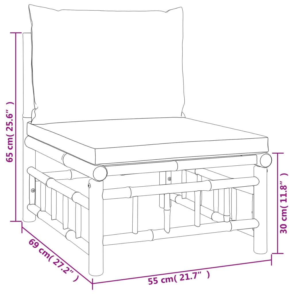 vidaXL 11 Piece Garden Lounge Set with Cream White Cushions Bamboo