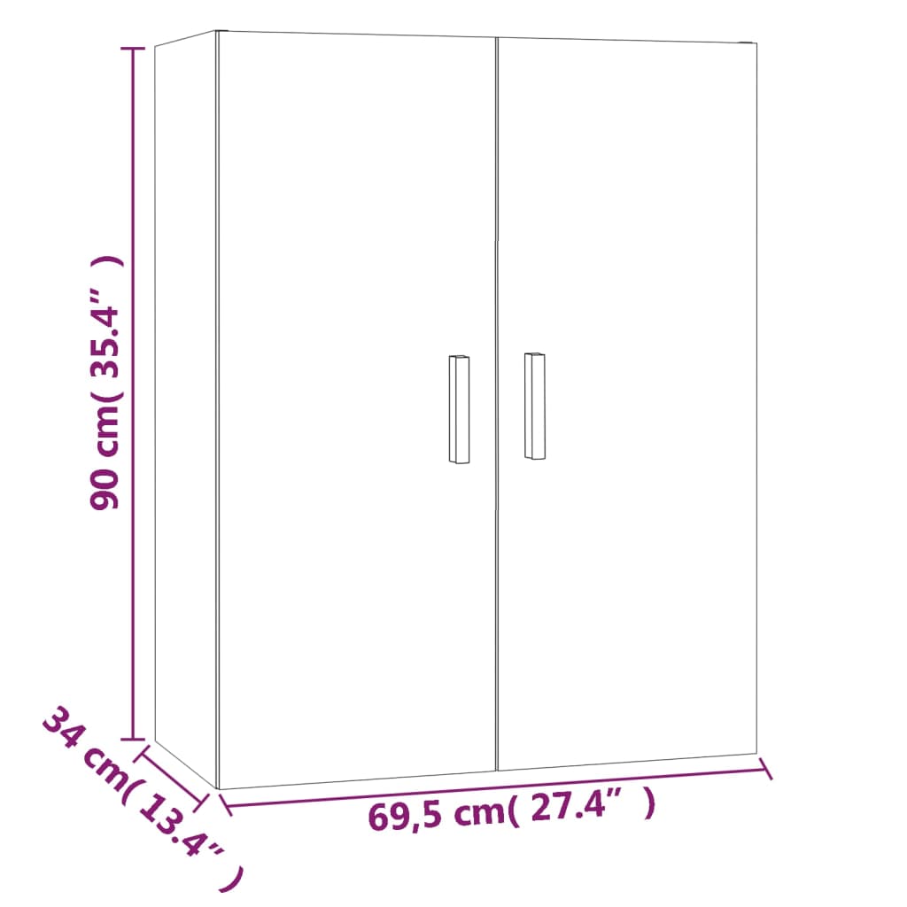 vidaXL Hanging Wall Cabinet Concrete Grey 69.5x34x90 cm