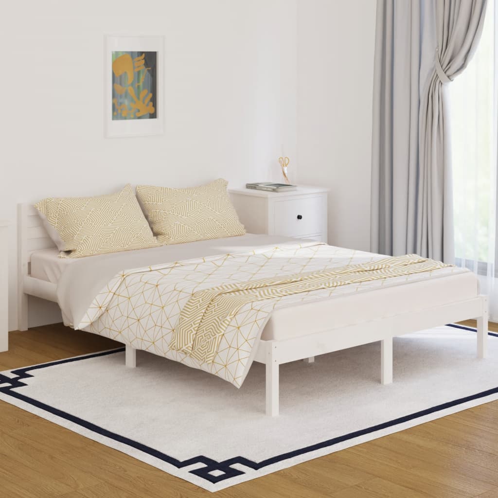 vidaXL Bed Frame without Mattress Solid Wood Pine 140x200 cm White